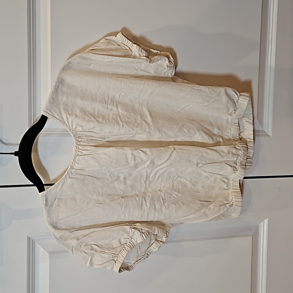 Linen-Blend Michele Bubble Top